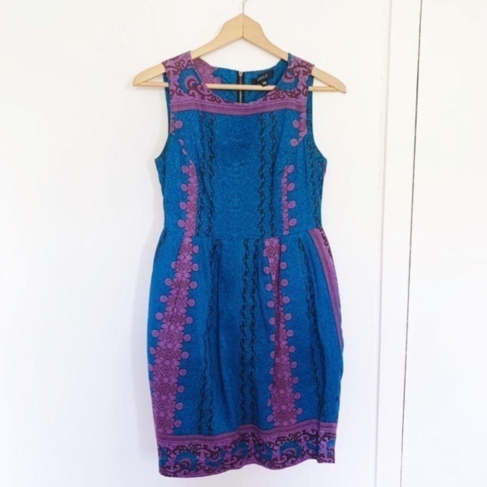 Suno blue and purple exposed zipper tulip dress xs